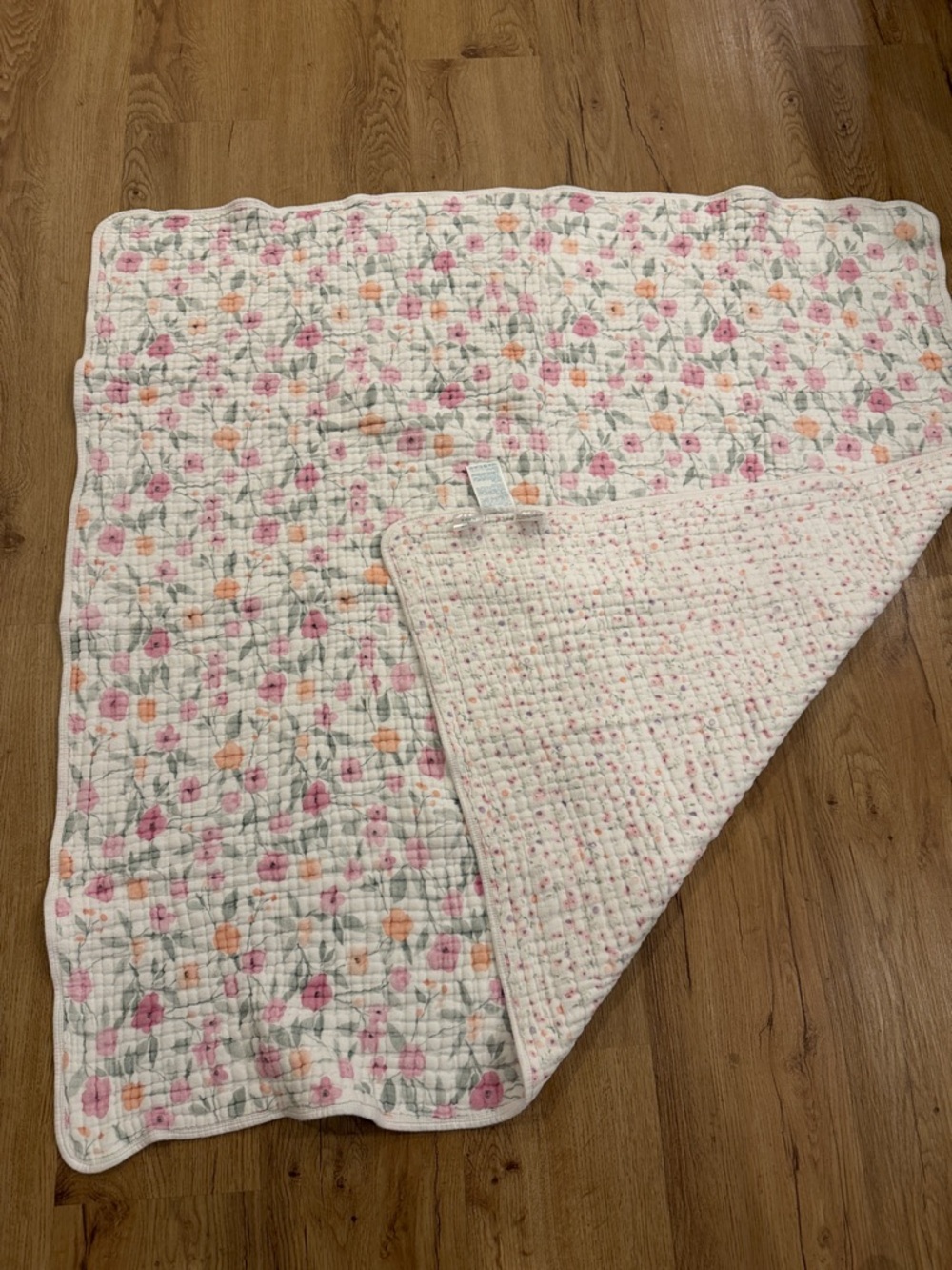 aden + anais Floral Muslin Baby Blanket in White, Pink, Peach